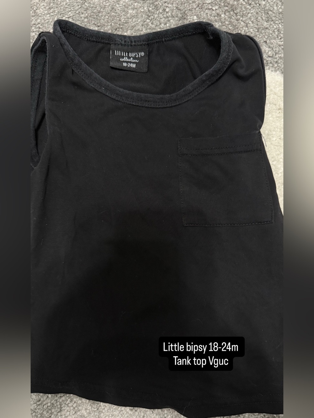 Little Bipsy Black Sleeveless Baby Tank with Chest Pocket
